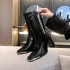 High heeled mid rise boots for children, 2024 autumn new style patent leather square toe high-end boots, slim boots, small stature