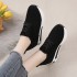 Spring new Korean style fashionable round toe lace up sponge cake thick soled fashion casual plus size women's deep mouth sports single shoes