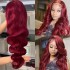 Body wave human hair wigs, wine red real hair wig factory for lace headpieces before foreign trade