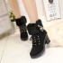 2013 Winter New Style Water Diamond High Heels Coarse Heels Hairy Mouth Short Boots with Velvet Martin Boots Women's Large Shoes