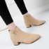 Short boots for women 2021 autumn new item matte PU mid heel ankle boots color Martin boots thick heel pointed toe women's boots wholesale