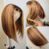 4x4lace closure bob wig p4/27 piano color real hair wig headband T part bob