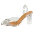 High heeled sandals for women in the summer of 2024, featuring a sunflower rhinestone PVC crystal heel and fish mouth strap, heels41