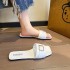 Cool slippers for women, 2024 summer new style, low heel, one line, fashionable women's slippers, belt buckle