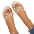 New European and American women's flat bottomed beach flip flops summer rivet bow slippers sandals sandals