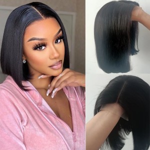 13x4frontal bob Lace closure wigs, front lace real hair wig, women's short hair set