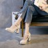 High heels, single shoes, women's 2024 spring new item, thick heel buckle, Korean version, shoes women, solid color, Korean version, round toe