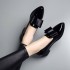 Fashion Single Shoes Women's 2024 Summer New Style Bow Pointed PU Bow Shallow Mouth Low Heel One Step Solid Color