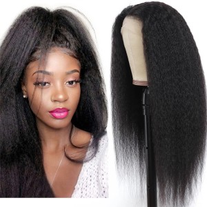 Front lace headband 13x4kinky straight human hair wigs European and American wig Yaki