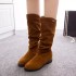 2021 Autumn New Foreign Trade Boots Women's Tall Long Boots Martin Boots Velvet Matte Round Head Thin Leg Women's Shoes Wholesale