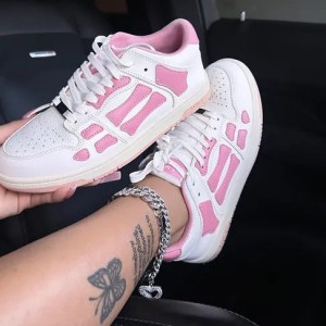 Temu hot selling bone design couple skateboarding women's shoes niche simple white shoes trendy versatile fashion sports shoes