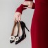 Red soled high heels, slim heels, women's high-end temperament, single shoes, 2024 autumn, black heels, plus size, pointed 4243