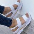 2023 Summer New Large Foreign Trade Women's Shoes Wide Side Strap Sweet Wind Thick Bottom Slope Heel Sandals for Women