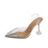 High heeled sandals for women in the summer of 2023, with rhinestone PVC transparent shoes and pointed breathable and sexy slim heels