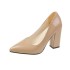 High heeled single shoe women's 2023 spring new style shallow mouth pointed toe thick heel work shoes big size 414243 heel shoes