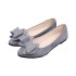 Single shoe women's casual 2023 spring new bow low heel solid color pointed shallow mouth Flat shoes women