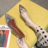 Ladies Shoes 2023 summer new PVC pointed low heel breathable 41-42 rhinestone Korean version