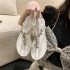 Sandals for women 2023 summer new style rhinestone herringbone women Sandals large Roman style back elastic low heel