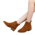 Wholesale of new large-sized pointed short boots with suede and simple British style women's boots for autumn and winter, flat bottomed side zipper bare boots for foreign trade