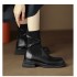 Short boots children's 2024 autumn new round head flying weave splicing cross belt buckle high-end fashion slim boots