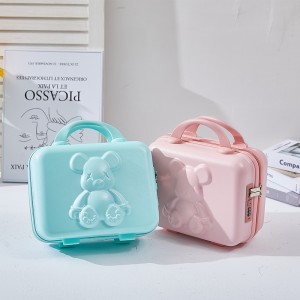 Violent Bear Graffiti Luggage Female 14 inch Small Makeup Box 2022 New Password Box Lightweight Mini Storage Box