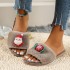 Temu autumn and winter new cute cartoon candy Christmas home mop cotton indoor home warm fur mop slides