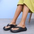 2024 new summer thick bottom EVA flip flops for women, fashionable and versatile, with a sense of stepping on poop and anti slip