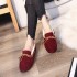 Velvet Bean Shoes Women's Korean Edition Winter Women's Shoes Solid Color Flat Bottom Set Casual Hairy Snow Boots Women's Cotton Shoes