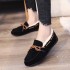 Velvet Bean Shoes Women's Korean Edition Winter Women's Shoes Solid Color Flat Bottom Set Casual Hairy Snow Boots Women's Cotton Shoes