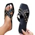 Foreign trade slippers, European and American cross-border women's shoes, 2024 new fashionable rivet slippers, flat bottomed versatile cool slippers for external wear