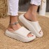 New minimalist thick soled height increasing cool slippers for women in summer. Indoor soft sole with a sense of stepping on feces, breathable and non slip slippers can be worn outdoors