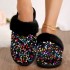 2024 Baotou sequined cotton slippers in foreign trade spot, women's flat bottom plush slippers, home indoor plush slippers, women's