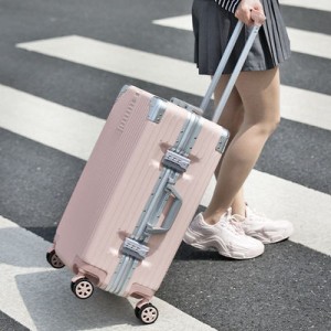 New luggage with aluminum frame, 20 inch retro style suitcase, universal wheel travel case, 24 female and male student password login case