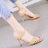 Sandals for women in summer 2023, high heels, fly woven fish mouth, breathable side air, Korean version, solid color, women's sandals