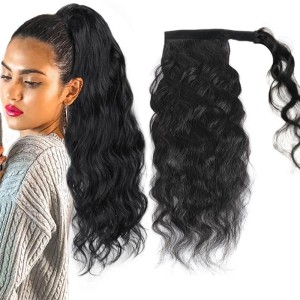 Body Wave Magic Sticker Ponytail Natural Black Real Hair Ponytail