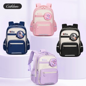 New children's elementary school backpack for girls in grades one to six, waterproof and load reducing, large capacity boy's spine protection backpack