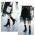 European and American New Knitted Face Martin Boots Women's Coarse Black Heels Round Head Large Bare Boots Knitted Boots Women's Shoes Foreign Trade