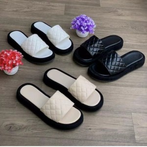 Independent Station Summer New Style Lingge PU Thick Bottom Women's Slippers European and American Daily Casual Outerwear Slippers