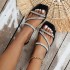 Foreign trade plus size women's shoes slider cross-border summer European and American rhinestone flat slippers women's Amazon hot selling sandals