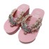 Independent Station Trendy Cute Kitten Thick Bottom Flip flops Fashion Water Diamond Gemstone Pearl Beach Slippers Shoes