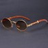 2022 New Retro Wooden Sunglasses Men's Small Round Frame Sunglasses Men's Trendy Glasses Cross border Sunglasses