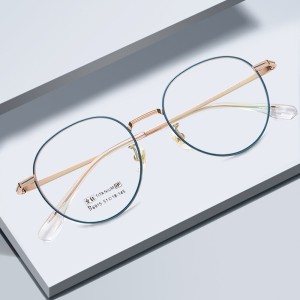 New round frame student style optical mirror, artistic women's anti blue light flat mirror, fashionable and simple with prescription glasses, men's