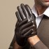 Leather gloves for men, autumn and winter, with thickened fleece for warmth, driving and riding motorcycles, touch screen, top layer sheepskin gloves