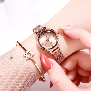 New style official brand women's watch, women's waterproof mesh strap, Korean version trendy white-collar steel strap, high school fashion watch