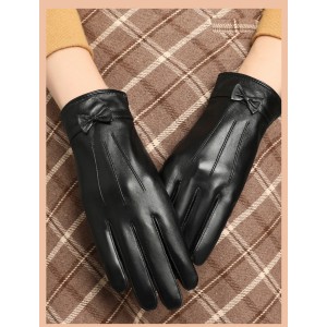 Top layer genuine sheepskin gloves for women in winter, with plush and thick touch screen for driving and cycling. Korean version, simple, fashionable, and warm