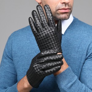 Leather gloves for men, thin design, short touch screen, hand repair, autumn and winter warmth, riding motorcycles, driving, sheepskin, handsome full finger