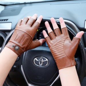 Half finger leather gloves, men's sports motorcycle, outdoor riding, retro Harley motorcycle, handsome, exposed finger racing equipment