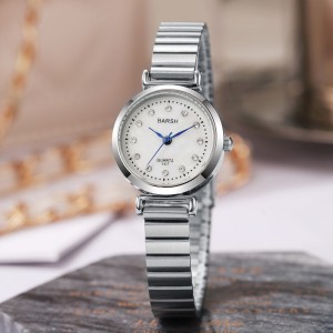 New round women's watch, women's style, Korean version, fashionable, simple, niche, student steel strip, high-end, stylish and explosive