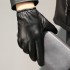 Leather gloves for men, autumn and winter, with thickened fleece for warmth, driving and riding motorcycles, touch screen, top layer sheepskin gloves