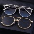 2023 new retro oval frame sunglasses men's metal double beam driving sunglasses cross-border wholesale shapes